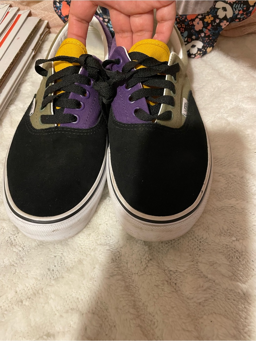 Vans Low-Top Sneakers in Black, Purple & Yellow
